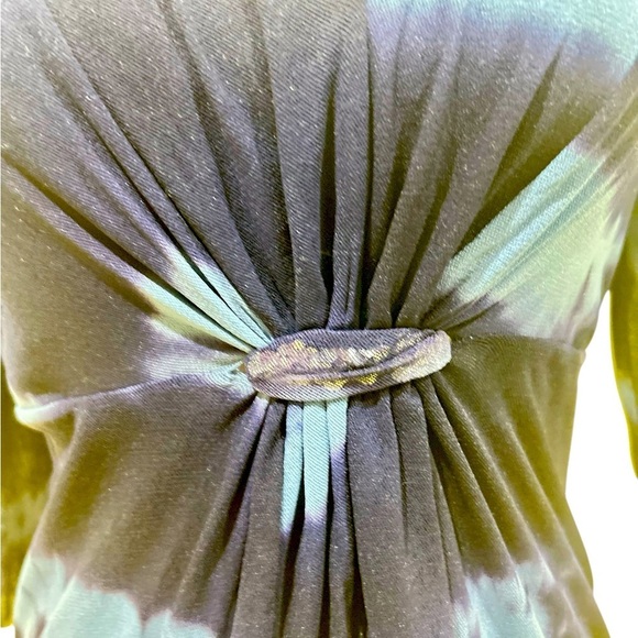 Sweet Pea navy blue tie dye v neck sheer netting blouse top 3/4 sleeve sz large - Picture 6 of 10